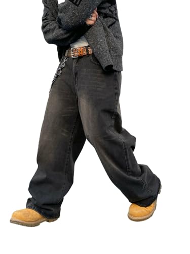 DFGIGT Men's Baggy Hip Hop Jeans Wide Leg Skater Denim Pants
